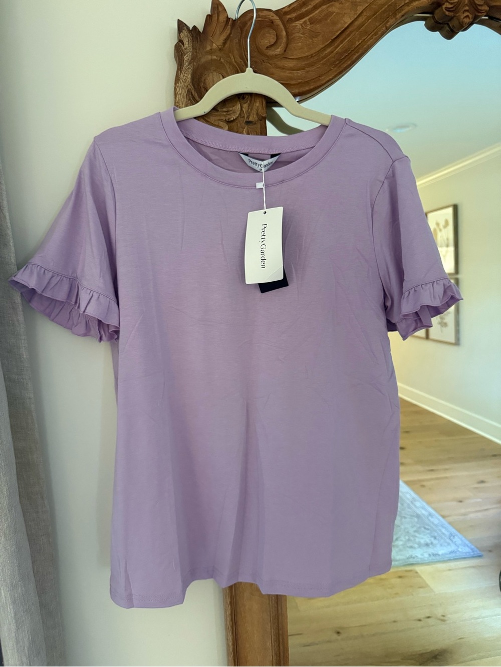Lavender Ruffle Sleeve Short Sleeve Tee